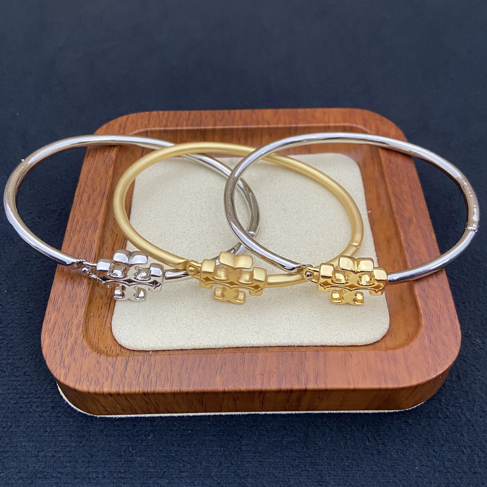 Tory Burch Cold Matte Letter Metal Adjustable Bracelet